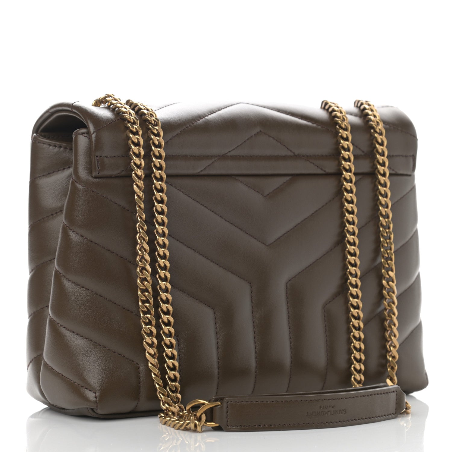 Saint Laurent Calfskin Y Quilted Monogram Small Loulou Chain Satchel Taupe 3 of 15