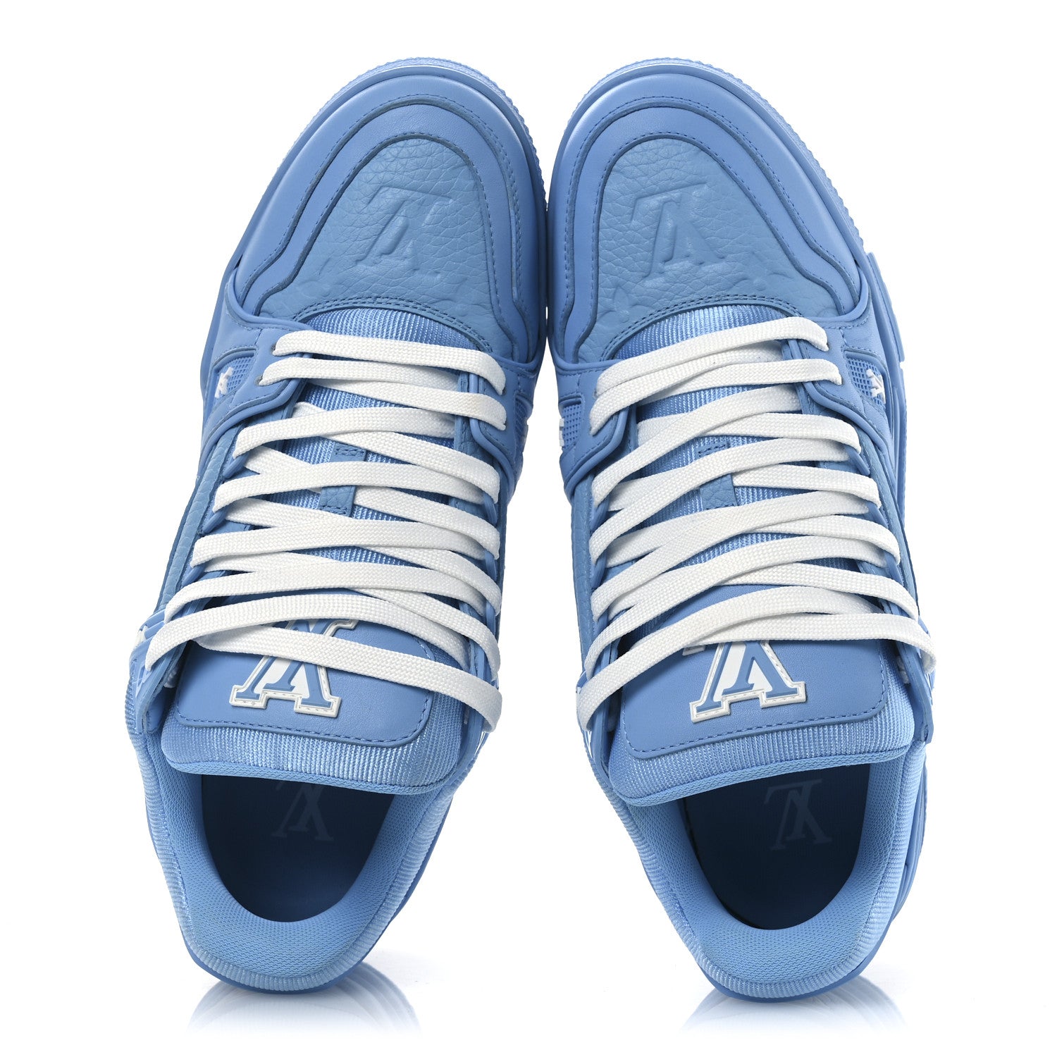 Louis Vuitton Calfskin Embossed Monogram Mens LV Trainer Sneakers 6 Blue 2 of 10