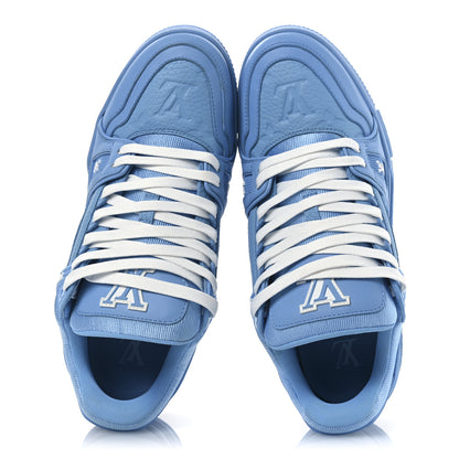 Louis Vuitton Calfskin Embossed Monogram Mens LV Trainer Sneakers 6 Blue 2 of 10