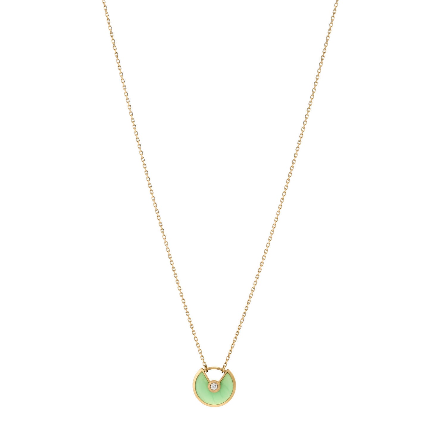 18K Yellow Gold Diamond Chrysoprase XS Amulette de Cartier Pendant Necklace