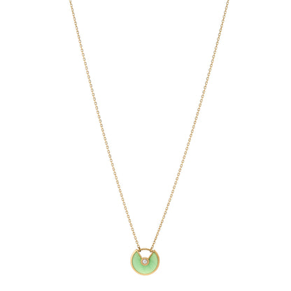Cartier 18K Yellow Gold Diamond Chrysoprase XS Amulette de Cartier Pendant Necklace 1 of 5