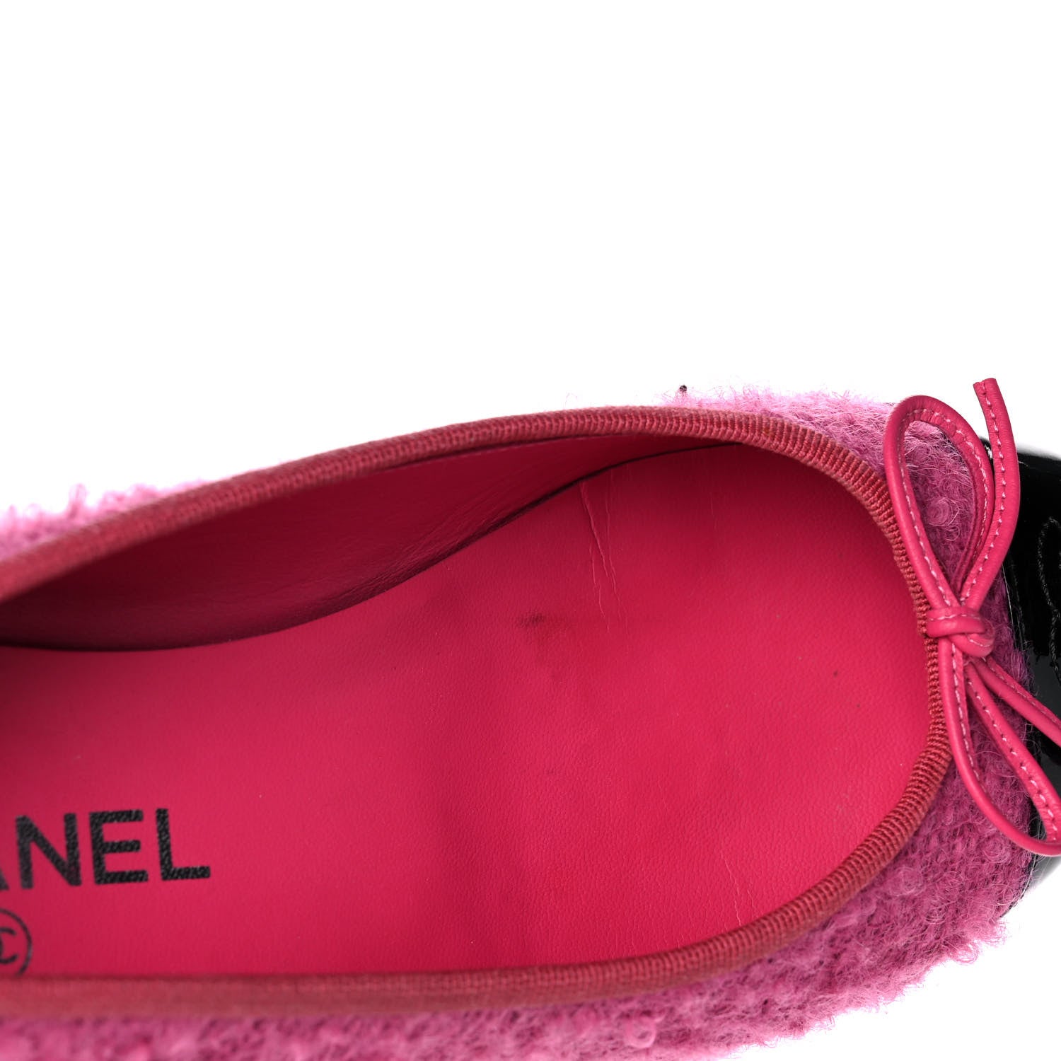 Chanel Tweed Patent Cap Toe Ballerina Flats 39 Pink Black 10 of 12