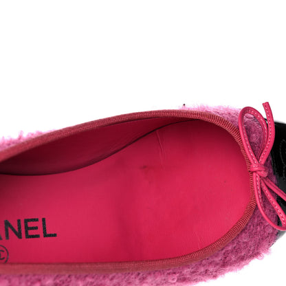 Chanel Tweed Patent Cap Toe Ballerina Flats 39 Pink Black 10 of 12