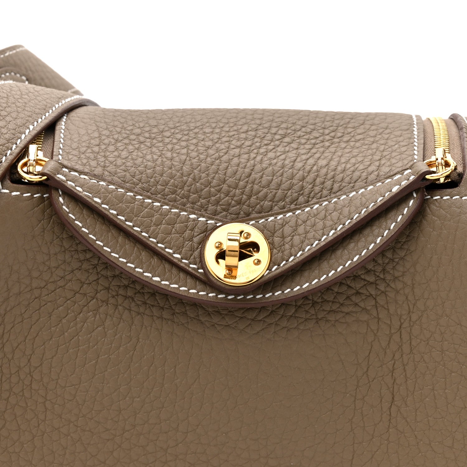 Hermes Taurillon Clemence Mini Lindy 20 Etoupe 7 of 10