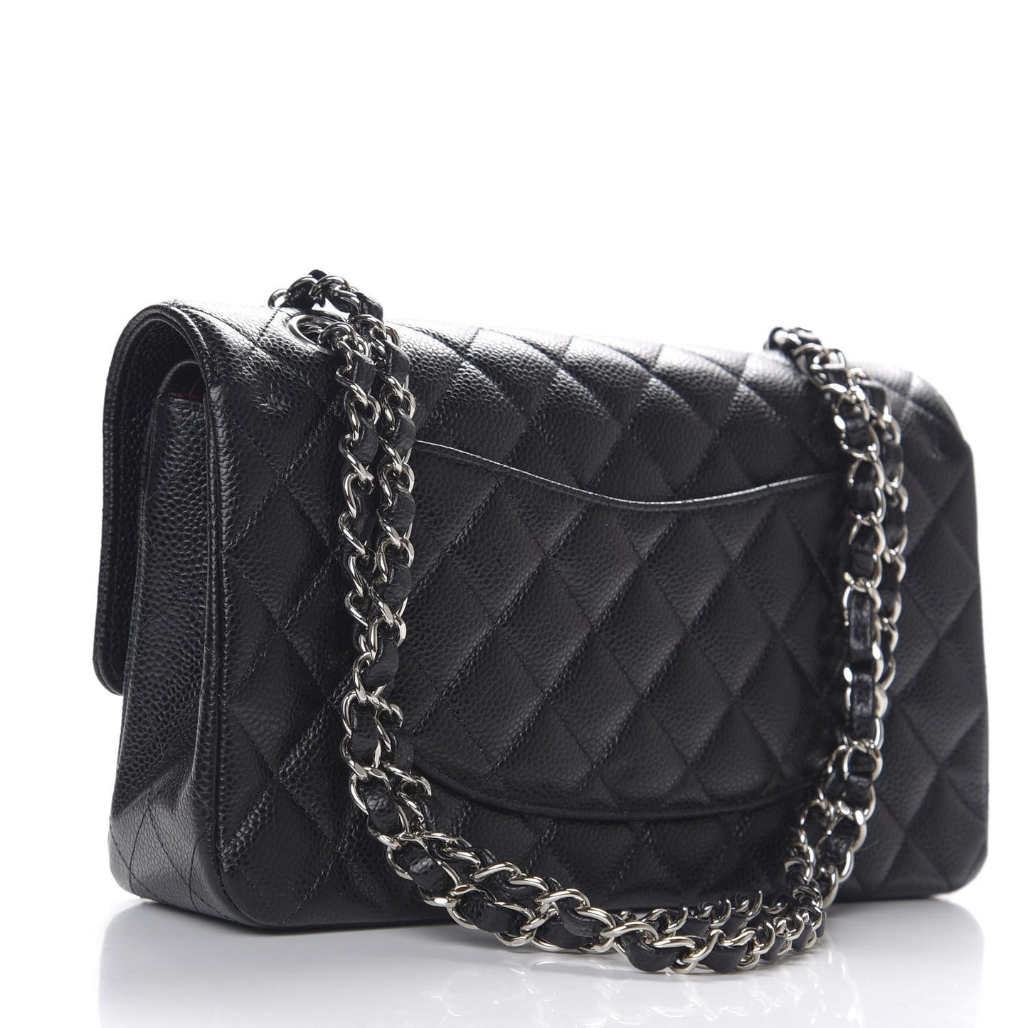 Caviar Quilted Medium Double Flap Black