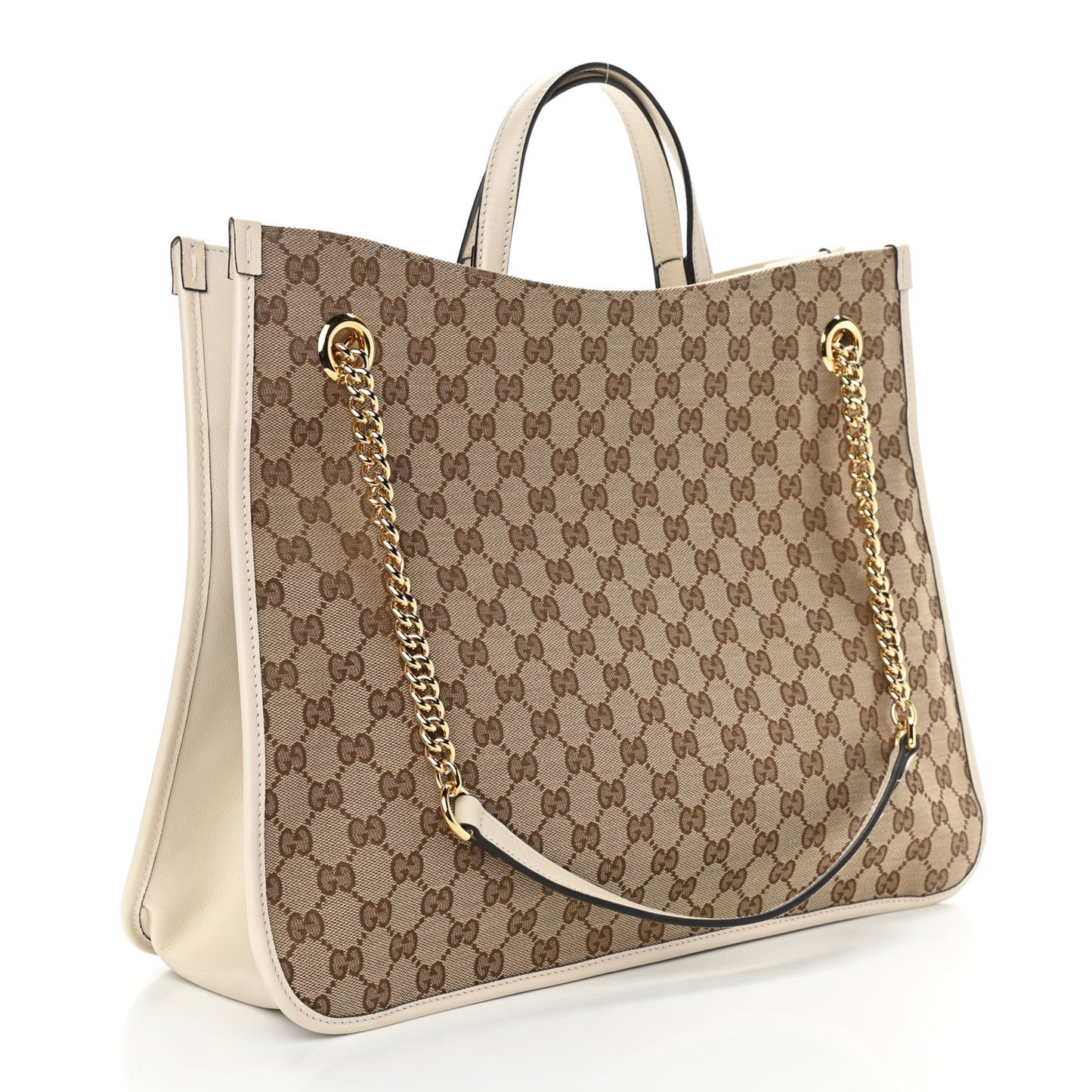 Monogram Calfskin Large Horsebit 1955 Tote Bag Beige Mystic White