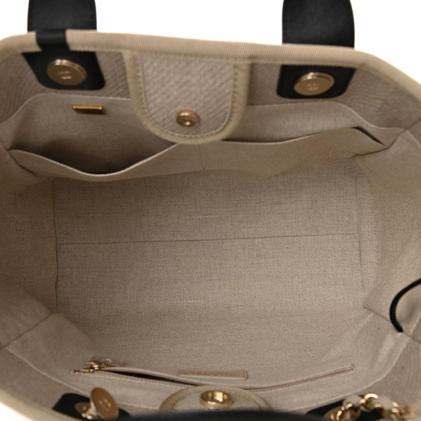 Mixed Fibers Small Deauville Tote Beige Black
