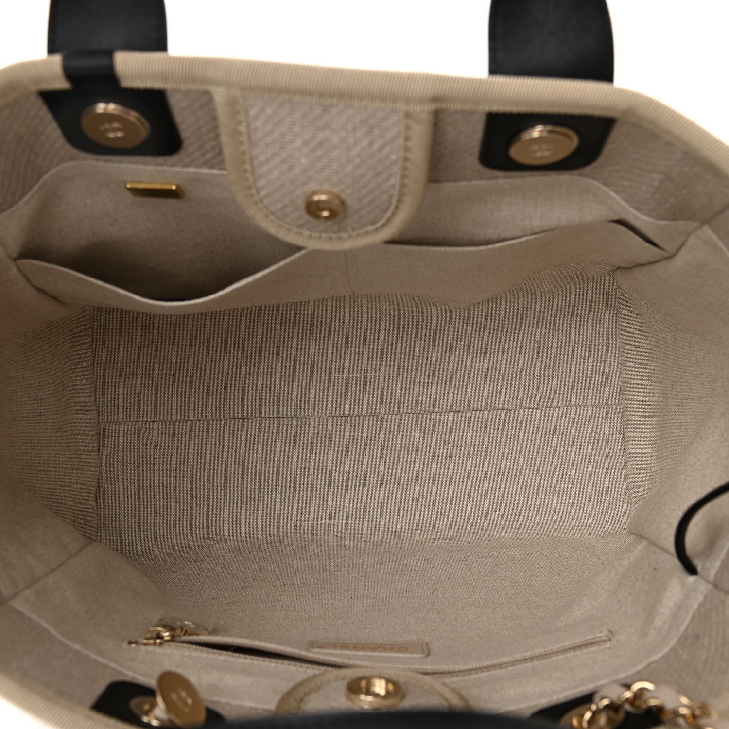 Chanel Mixed Fibers Small Deauville Tote Beige Black 6 of 11