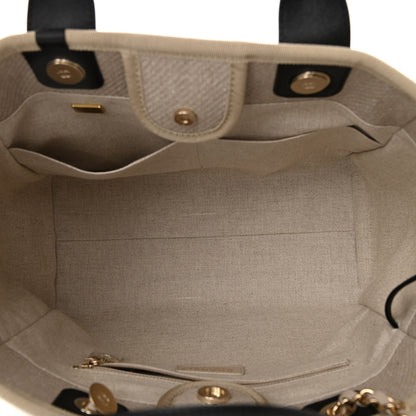 Chanel Mixed Fibers Small Deauville Tote Beige Black 6 of 11