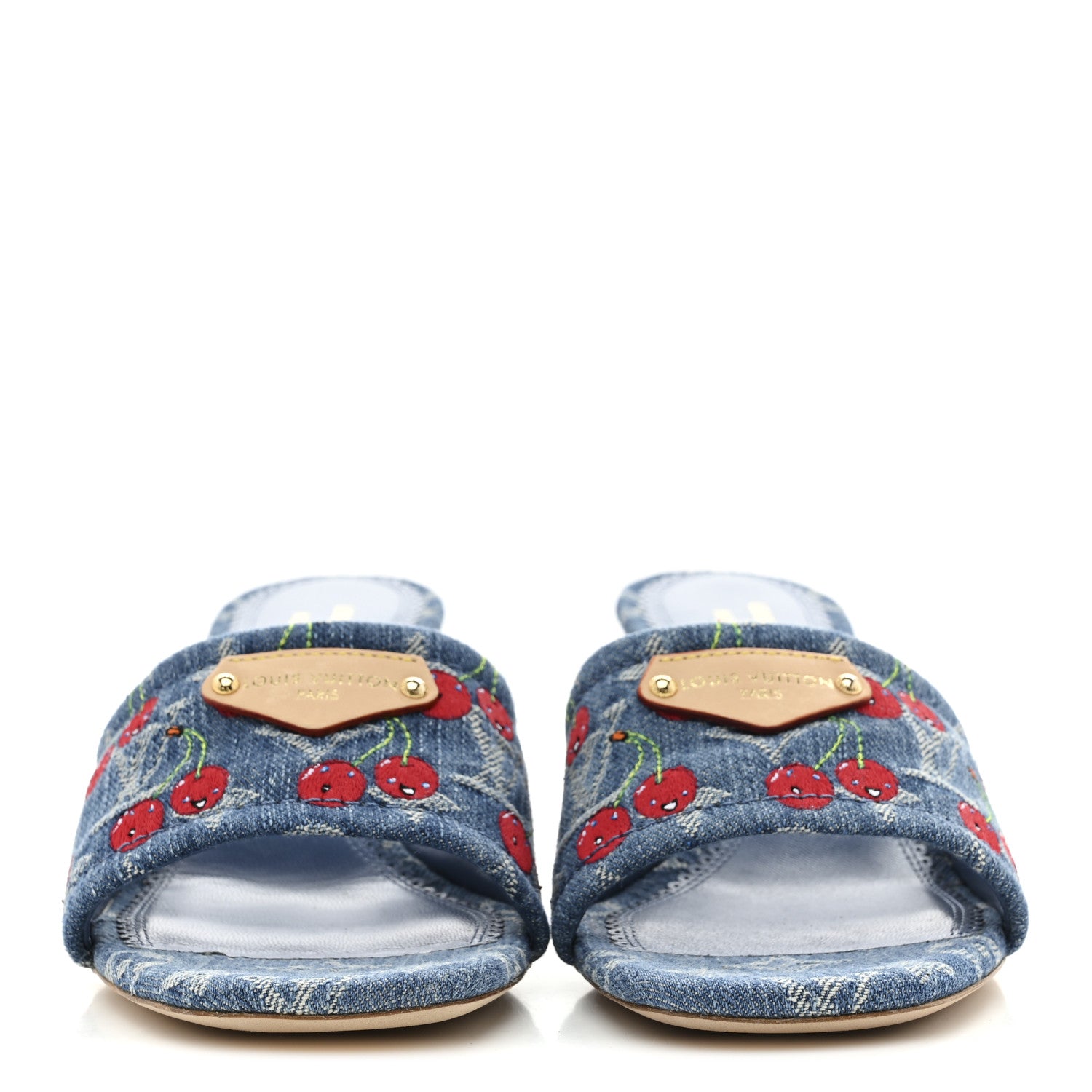 Louis Vuitton LV X TM Monogram Denim Cerises Lily Mules 37 Blue 3 of 9