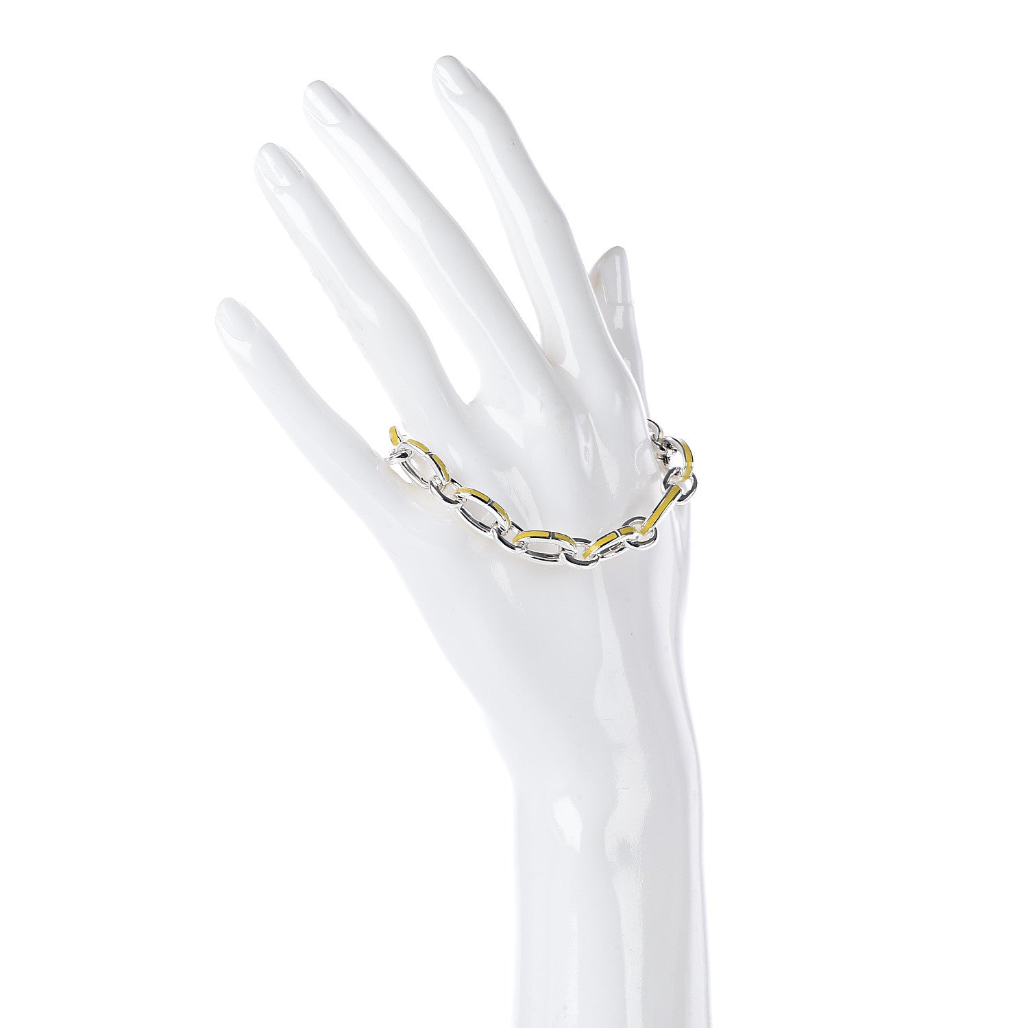 Tiffany Sterling Silver Enamel Clasping Link Bracelet Yellow 2 of 4