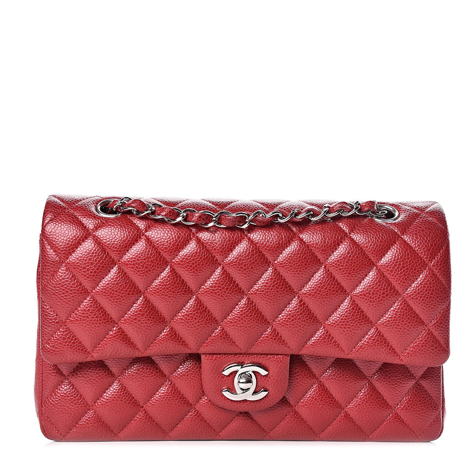 Chanel Metallic Caviar Quilted Medium Double Flap Dark Pink 1 of 11