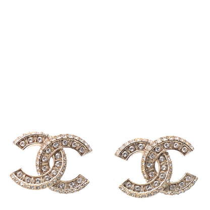Chanel Crystal Timeless CC Earrings Light Gold 1 of 4