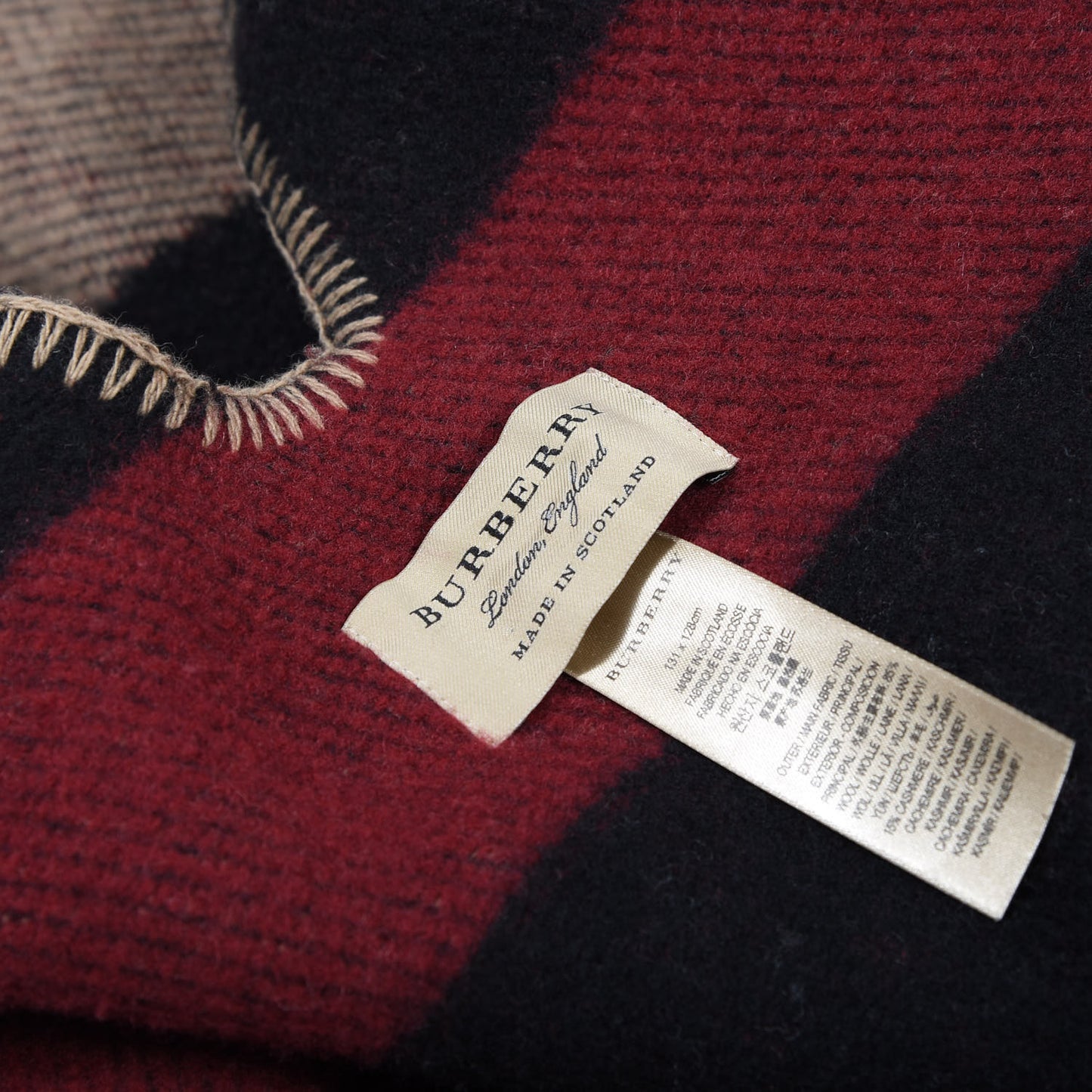 Cashmere Wool Mega Check Cape Scarf Scarf