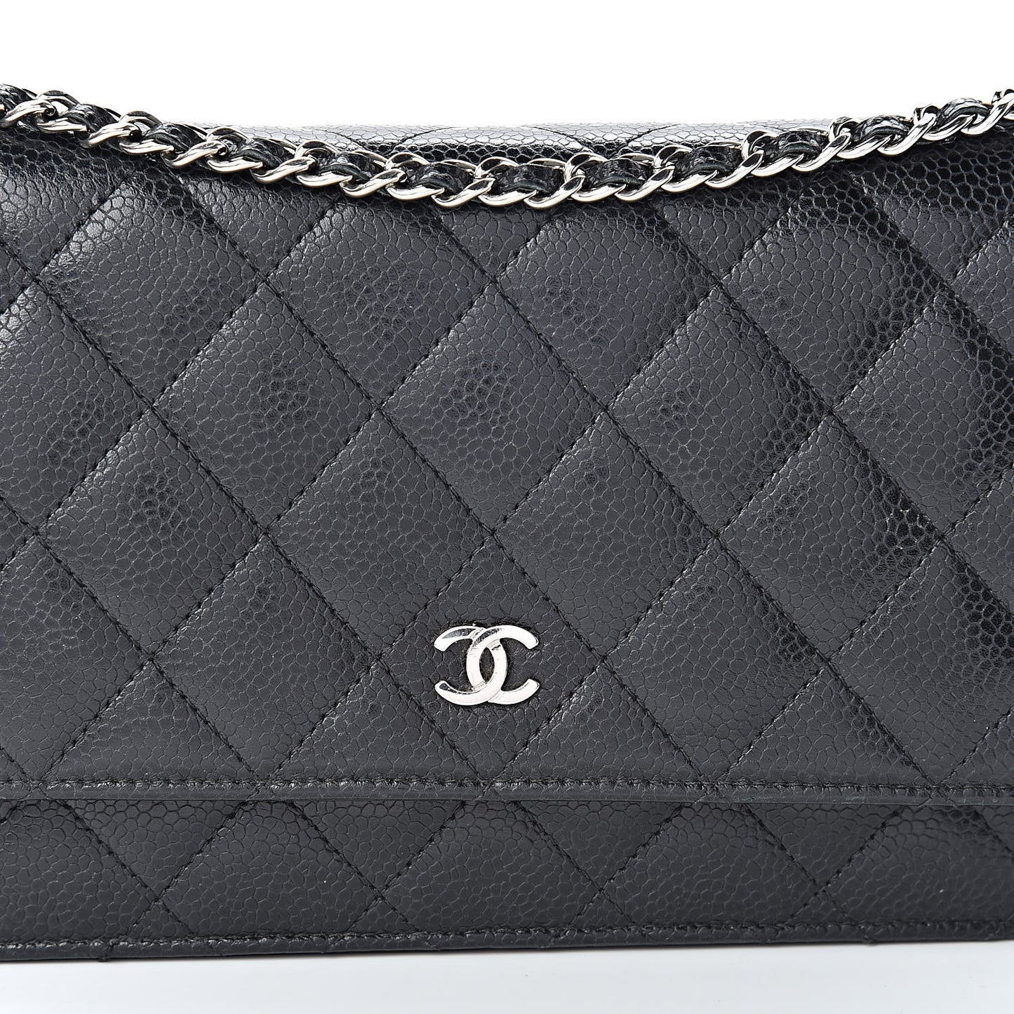 Caviar Quilted Wallet On Chain WOC Black