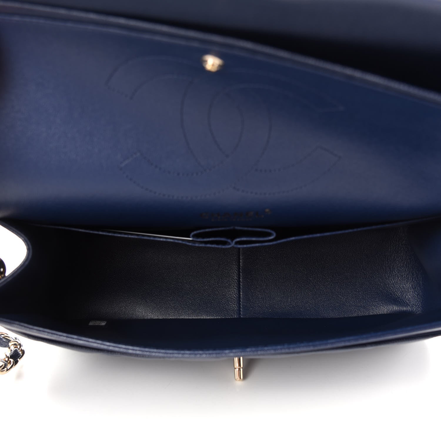 Chanel Caviar Quilted Jumbo Double Flap Navy Blue 5 of 10