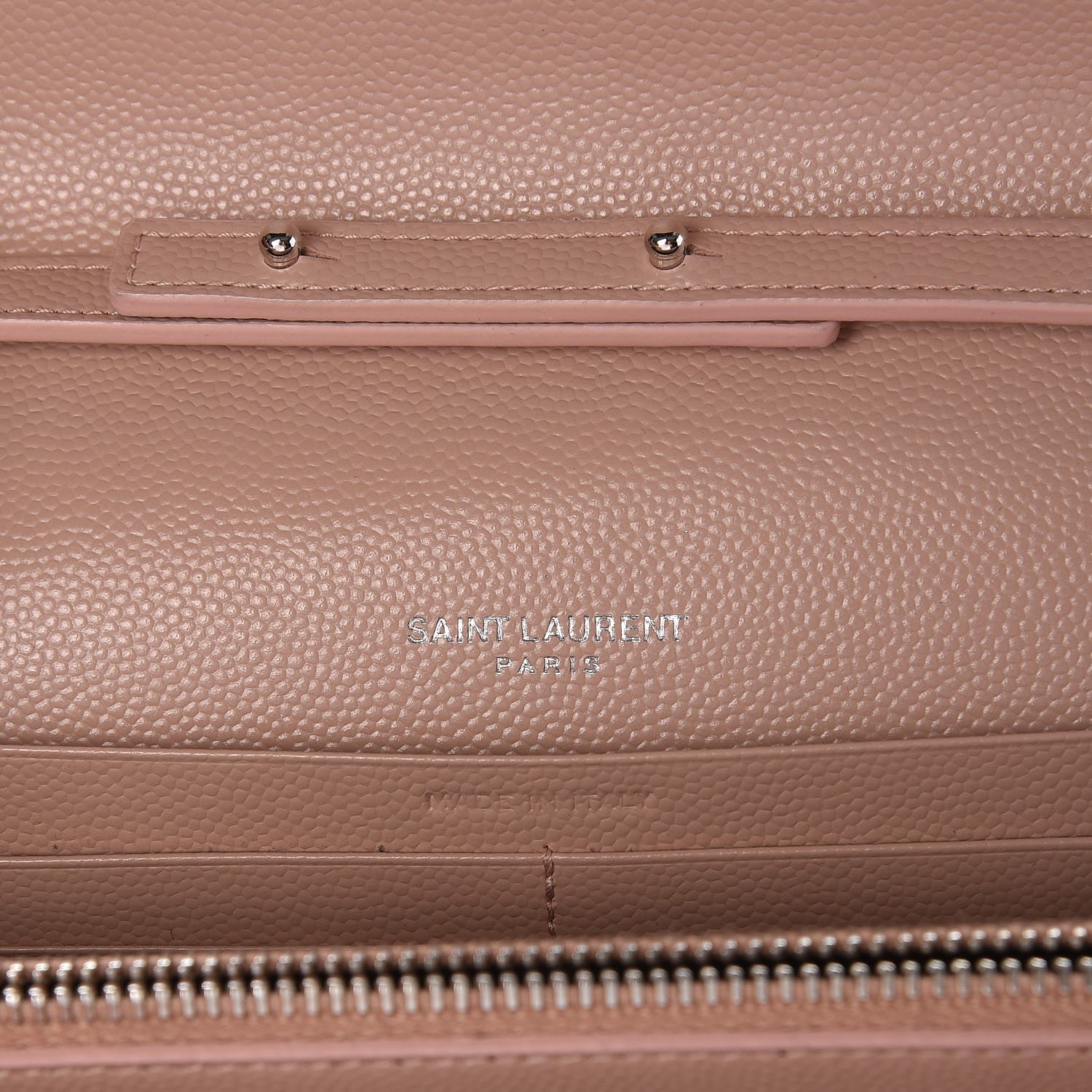Saint Laurent Grain De Poudre Matelasse Chevron Monogram Chain Wallet Pale Pink 6 of 7