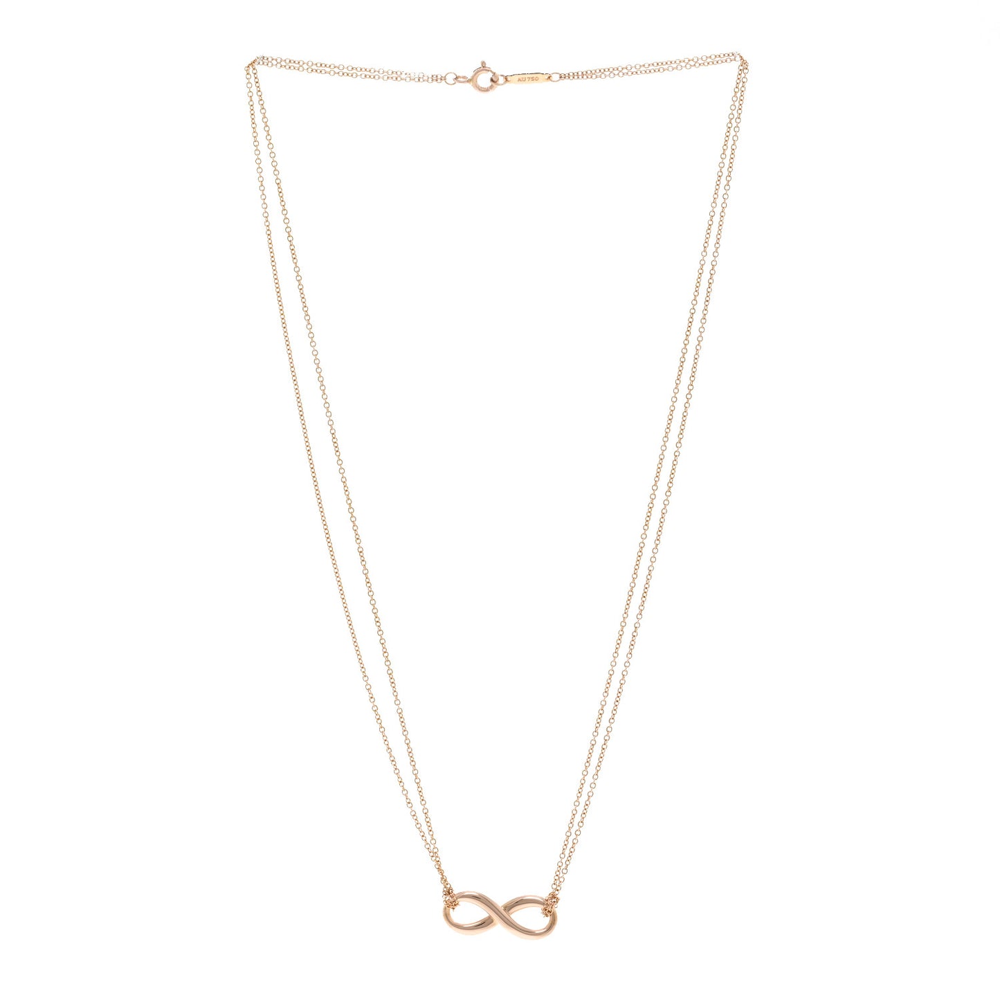18K Rose Gold Infinity Double Chain Pendant Necklace