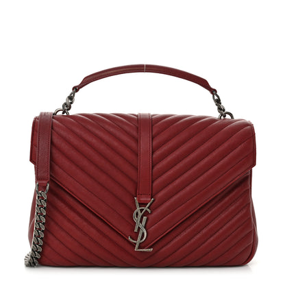 Saint Laurent Sheepskin Matelasse Chevron Large College Monogram Satchel Palissandre 1 of 11