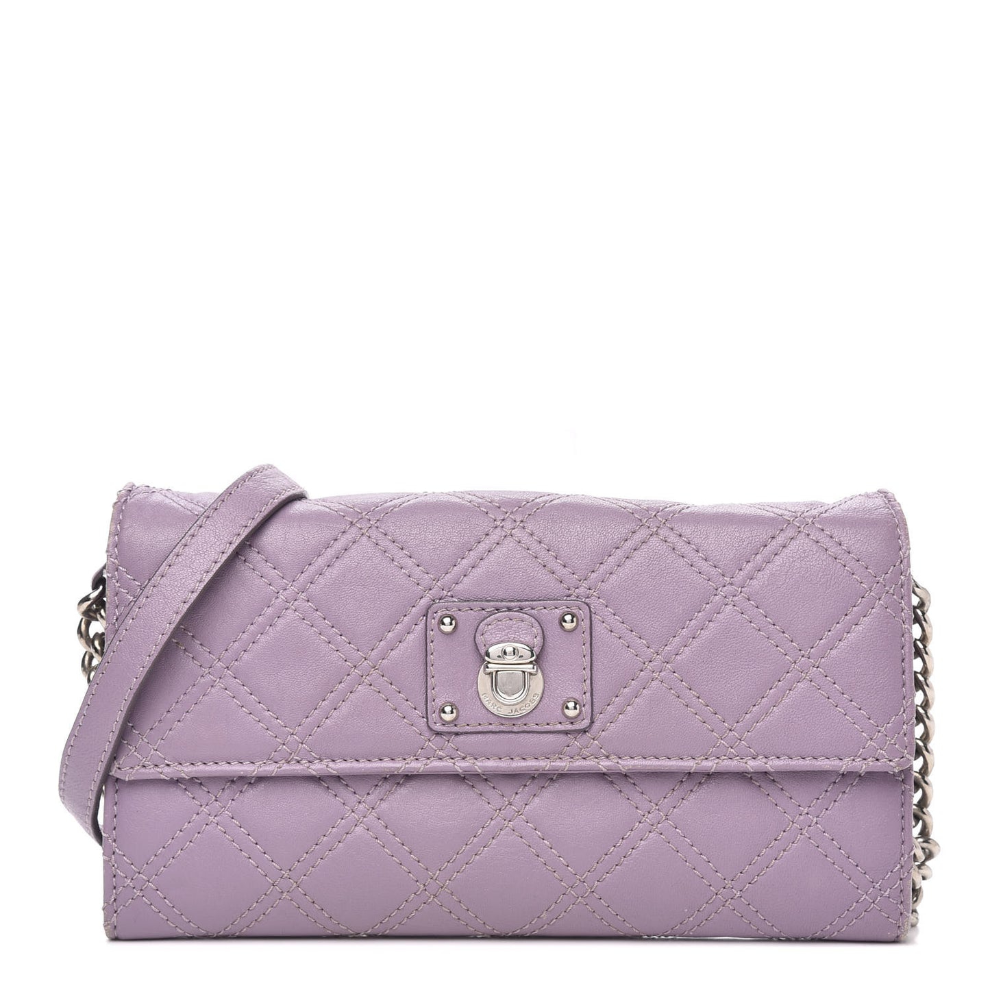 Lambskin Quilted Chain Wallet Light Purple
