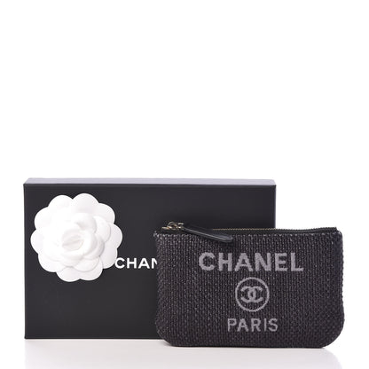 Chanel Woven Straw Raffia Deauville Cosmetic Pouch Black 10 of 10