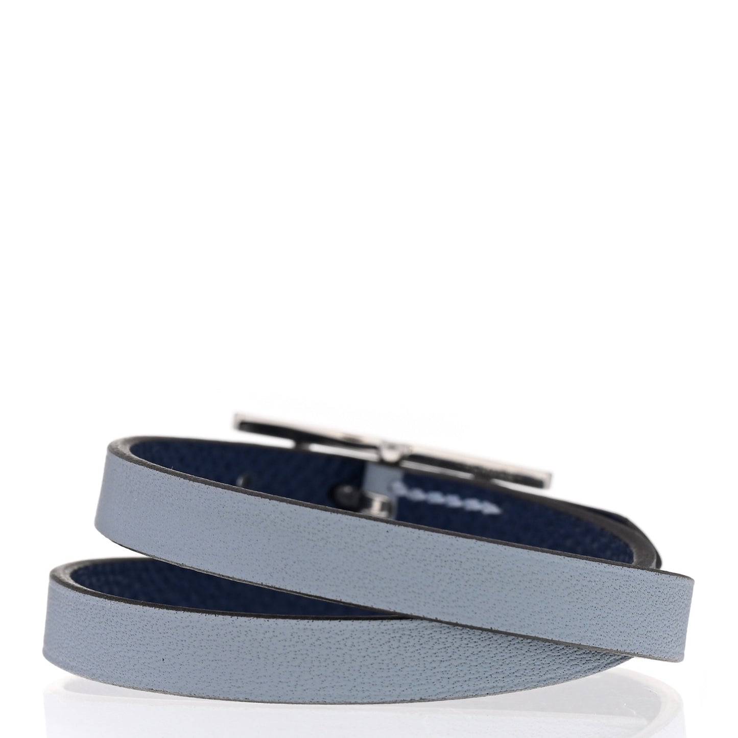 Epsom Swift Behapi Double Tour Bracelet T3 Bleu Lin Bleu Indigo