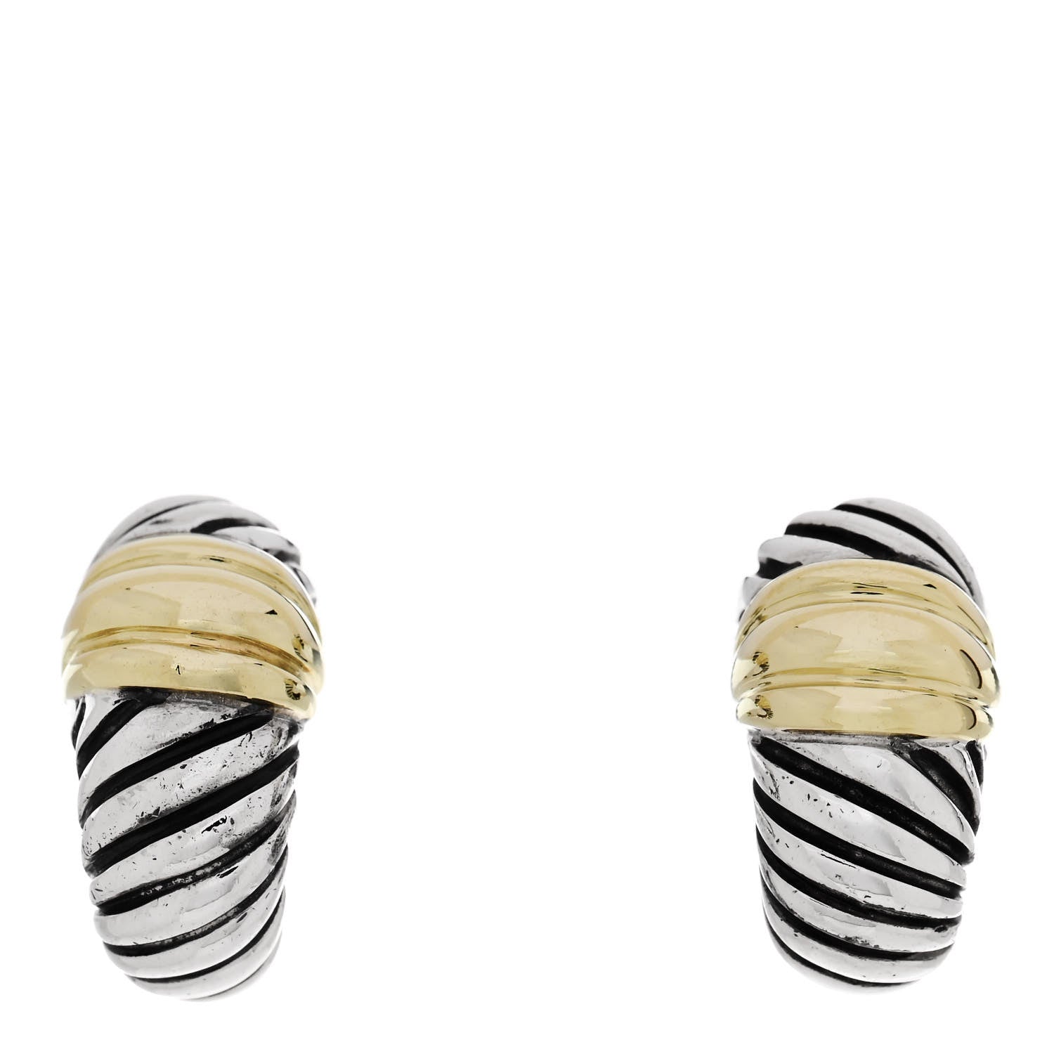 David Yurman Sterling Silver 14K Gold Thoroughbred Shrimp Earrings 1 of 5