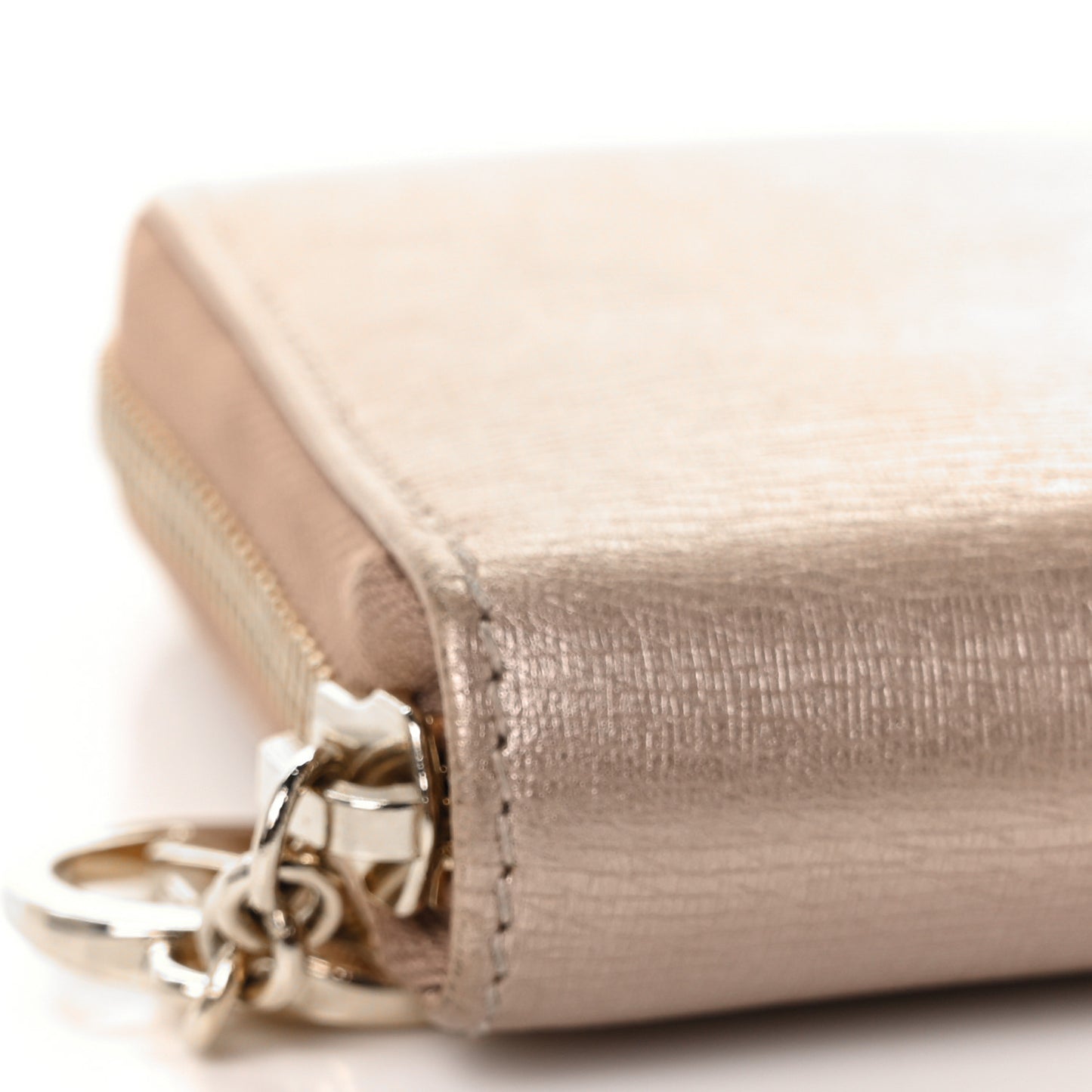 Metallic Shangai Calfskin Lovely Zip Around Wallet Dark Shell
