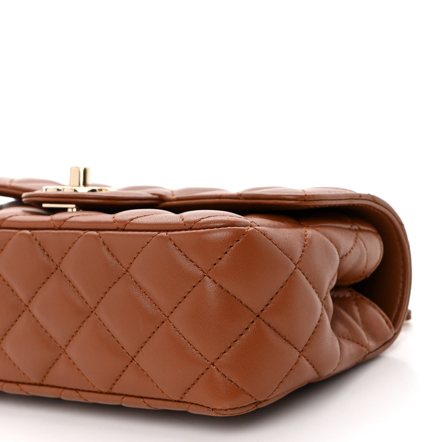 Chanel Lambskin Quilted Crystal Top Handle Rectangular Flap Brown 10 of 12