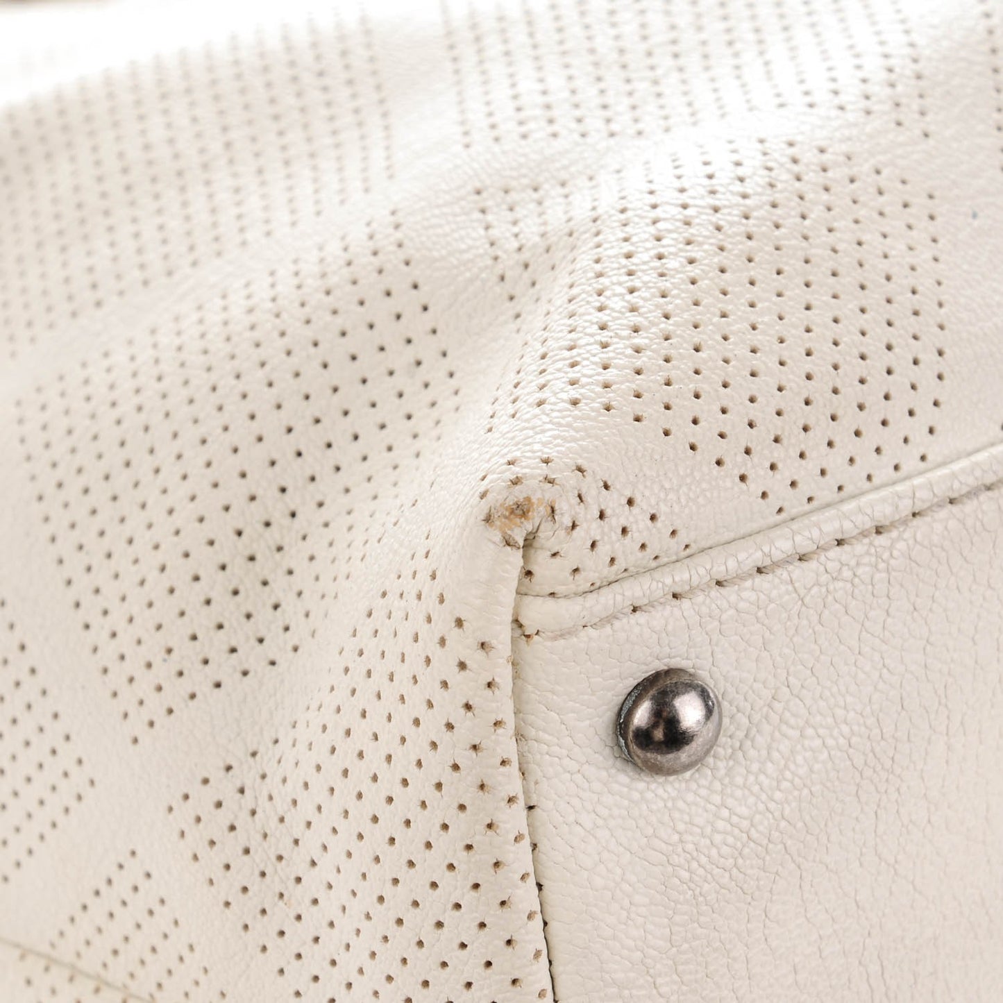 Goatskin Perforated Large CC Tote White