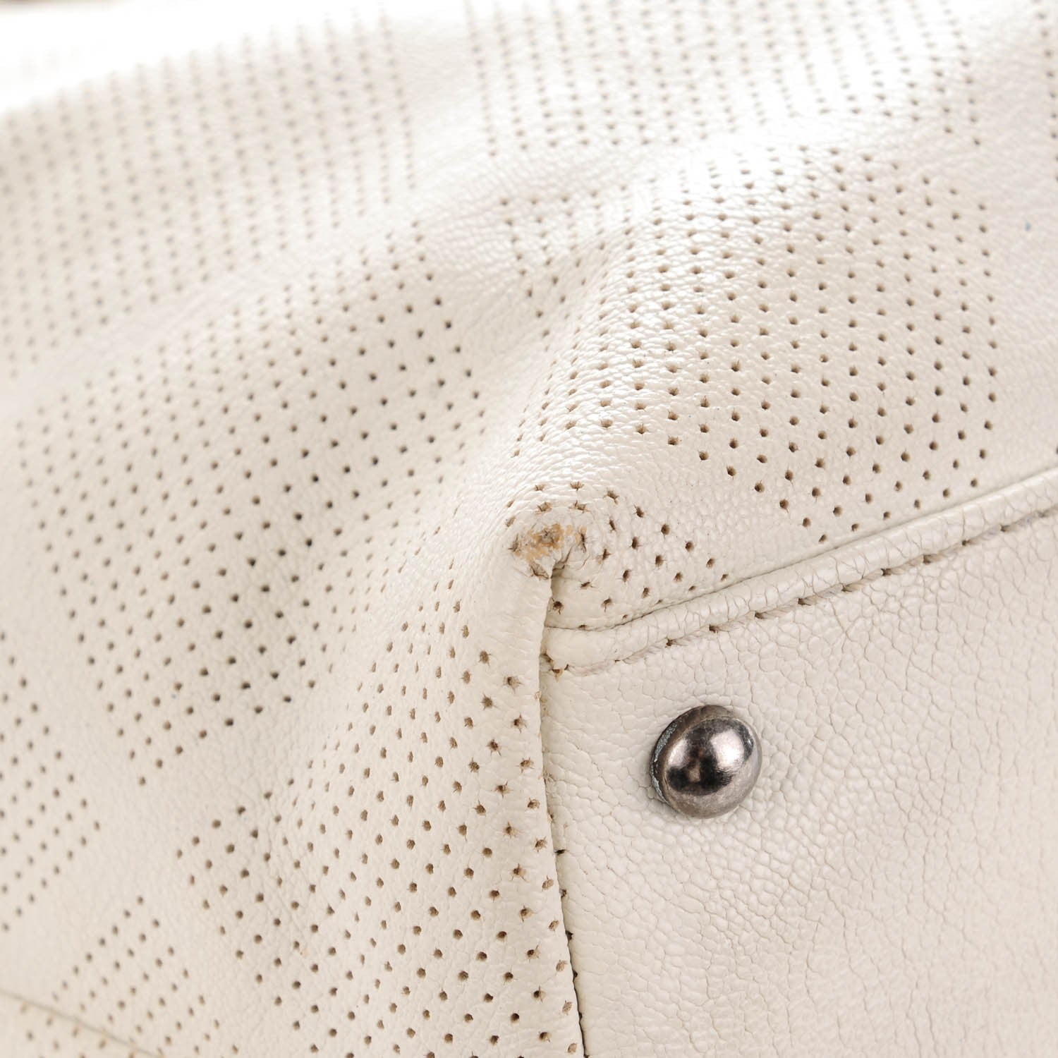 Chanel Goatskin Perforated Large CC Tote White 10 of 13