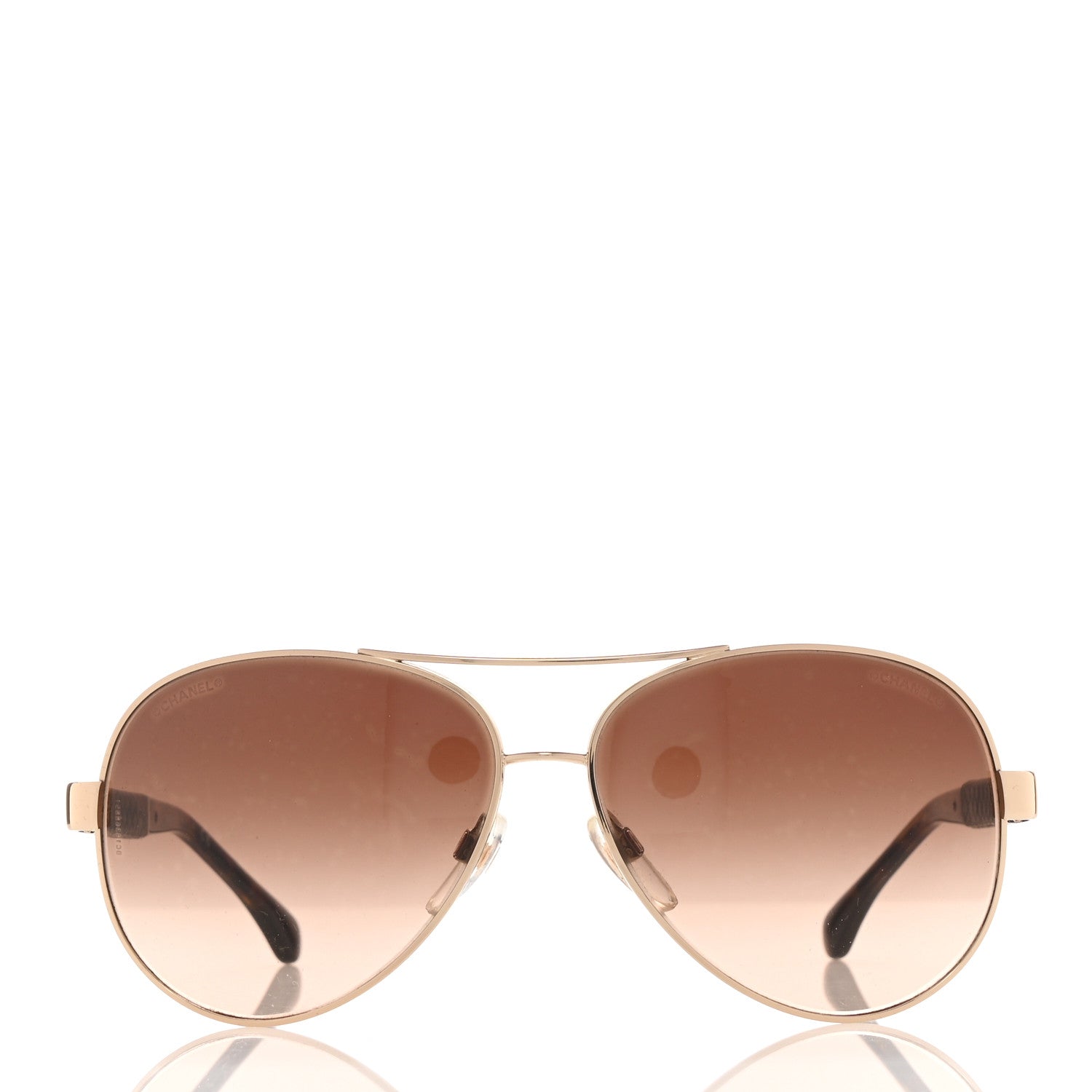 Chanel Lambskin Quilted CC Aviator Sunglasses 4195-Q Brown Gold 2 of 10
