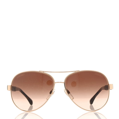 Chanel Lambskin Quilted CC Aviator Sunglasses 4195-Q Brown Gold 2 of 10