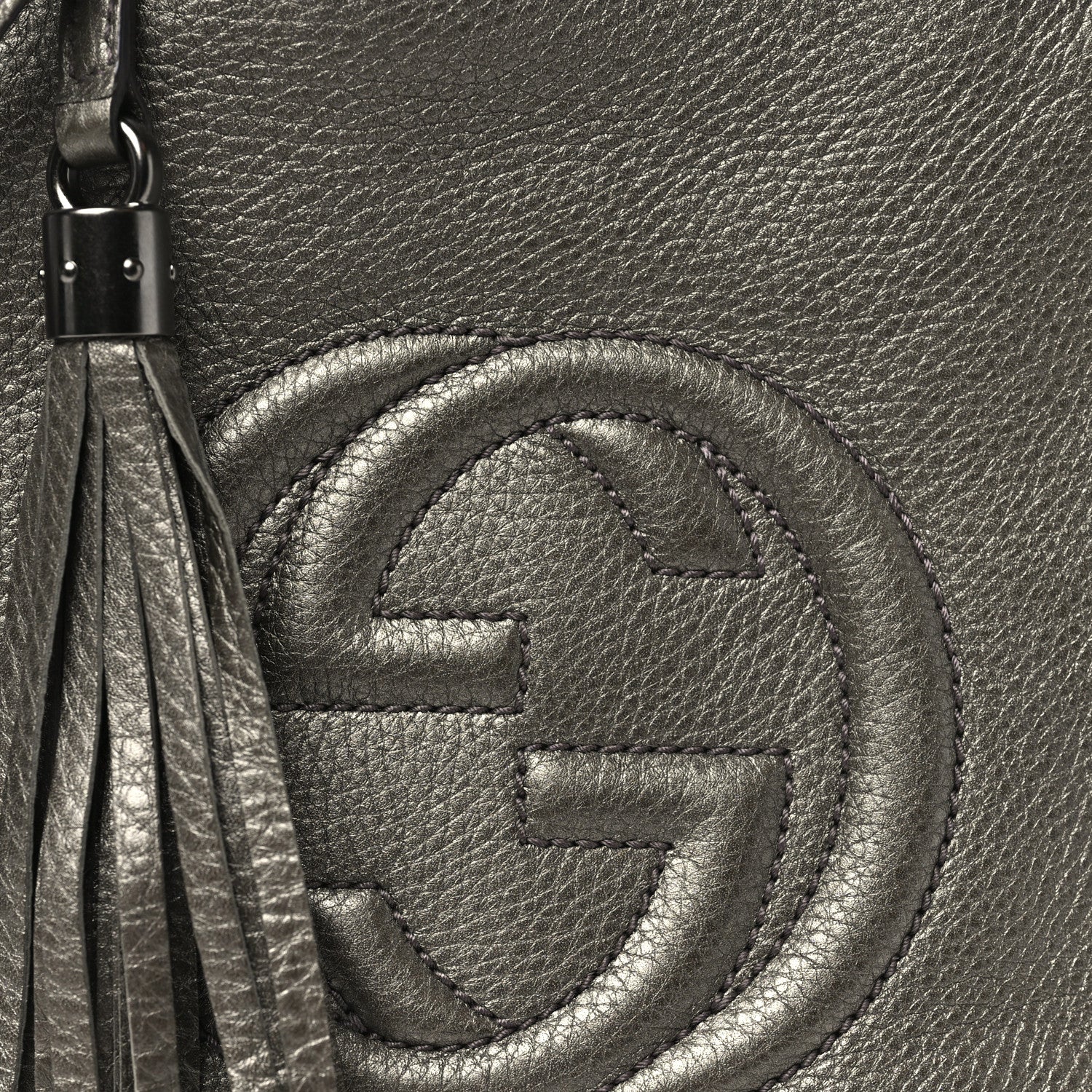 Gucci Metallic Pebbled Calfskin Small Soho Shoulder Bag Golden Beige 8 of 10