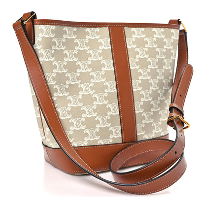Celine Triomphe Canvas Calfskin Small Bucket Bag Grege 3 of 10