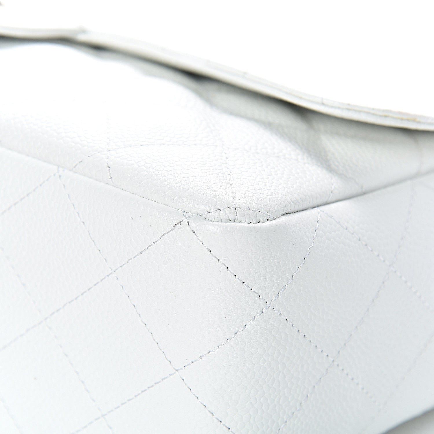 Chanel Caviar Quilted Jumbo Single Flap White 9 of 12