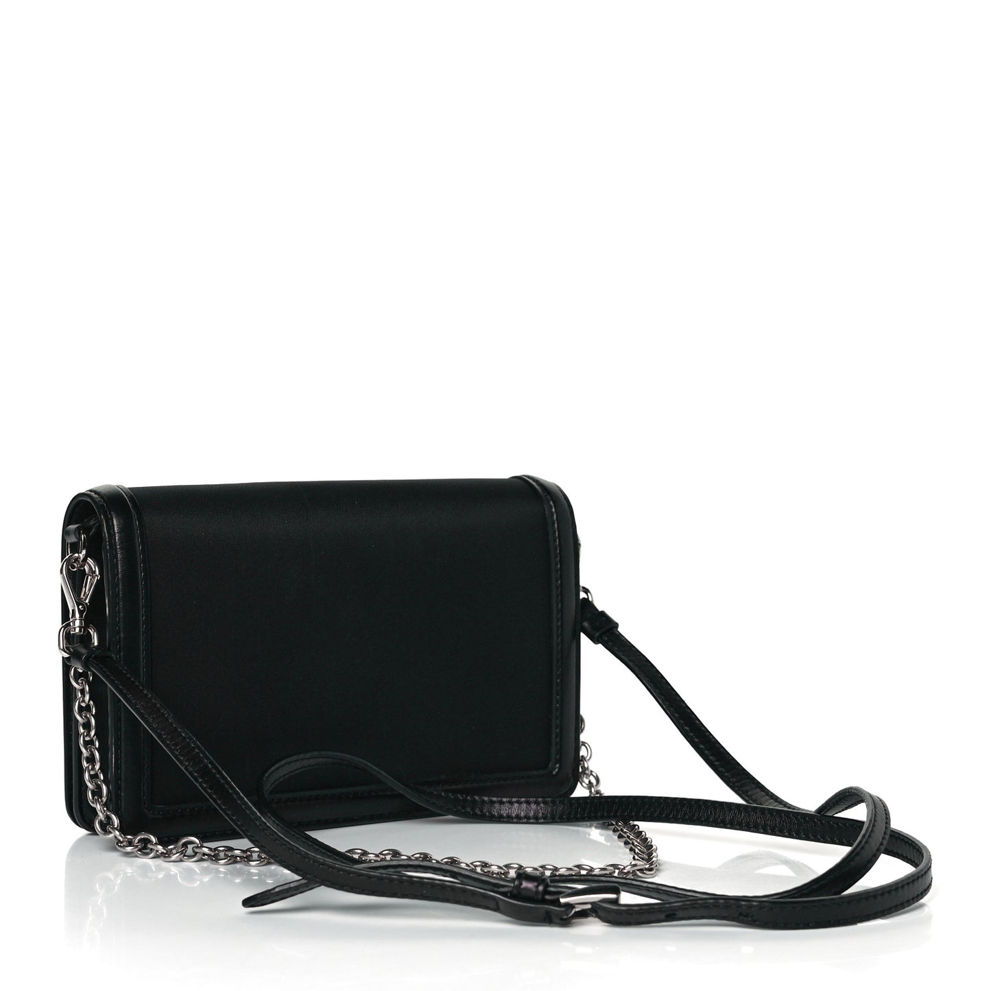 Nylon Calfskin Mini Crossbody Bag Black