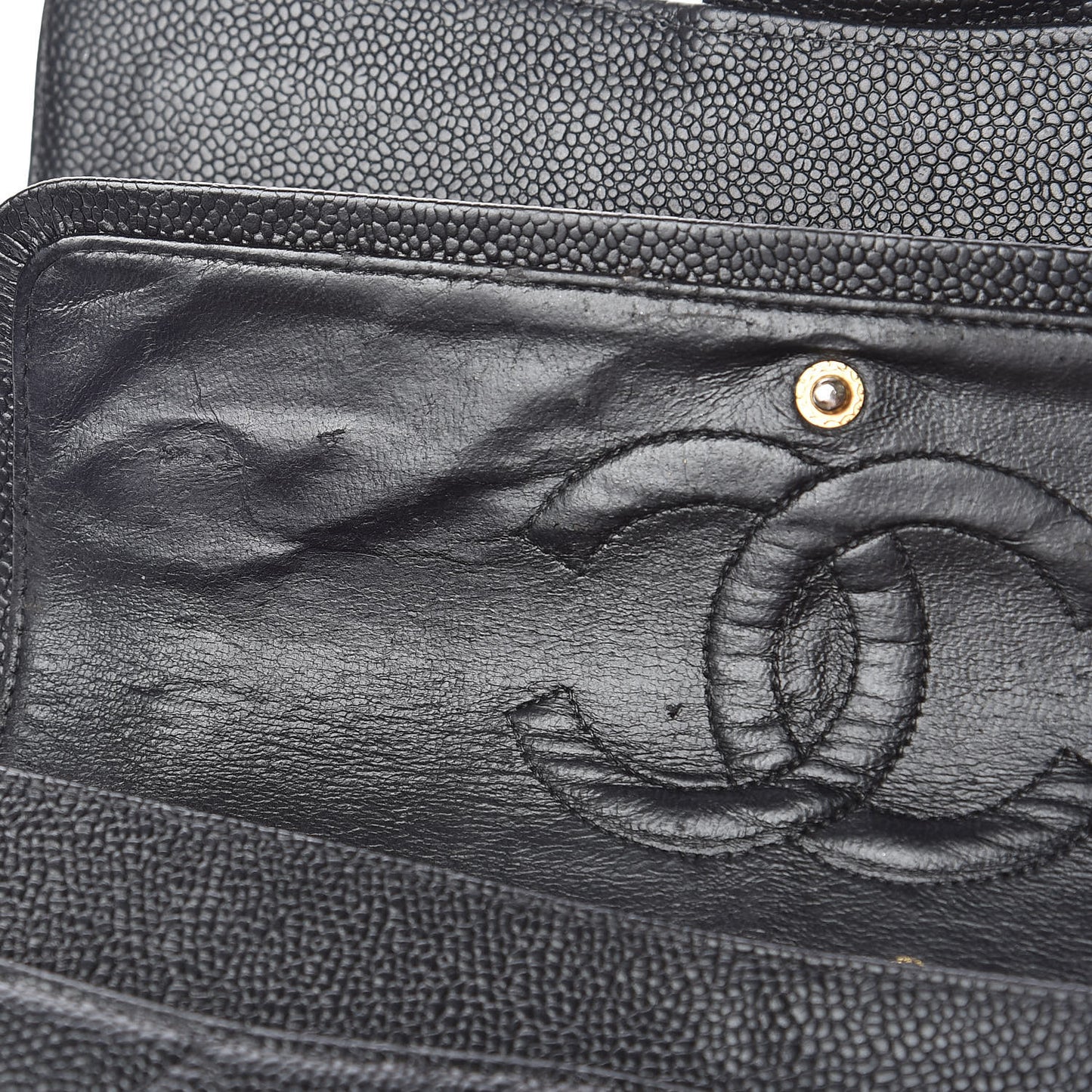 Caviar Quilted Medium Double Flap Black