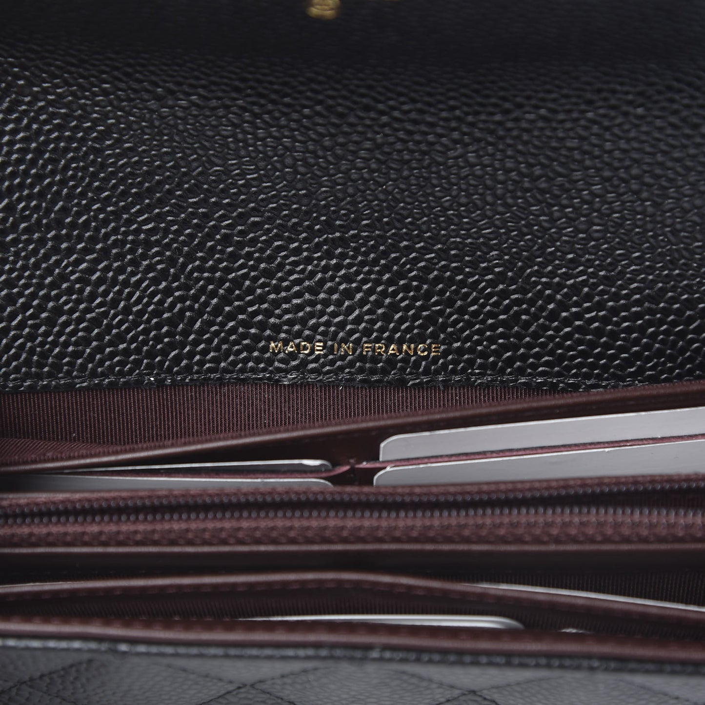 Caviar Quilted Large Gusset Flap Wallet Black