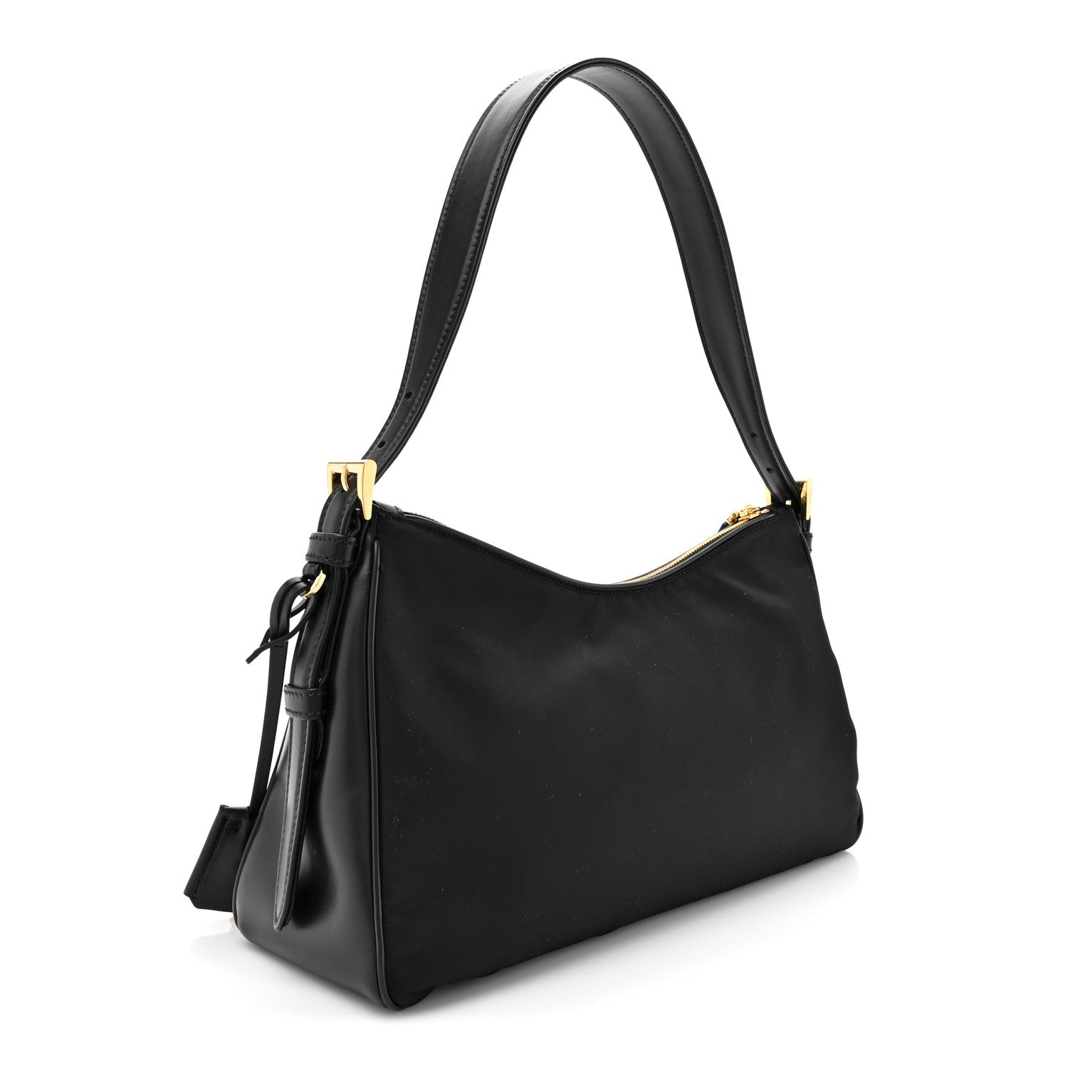 Prada Re-Nylon Vitello Large Aimee Shoulder Bag Black 3 of 9