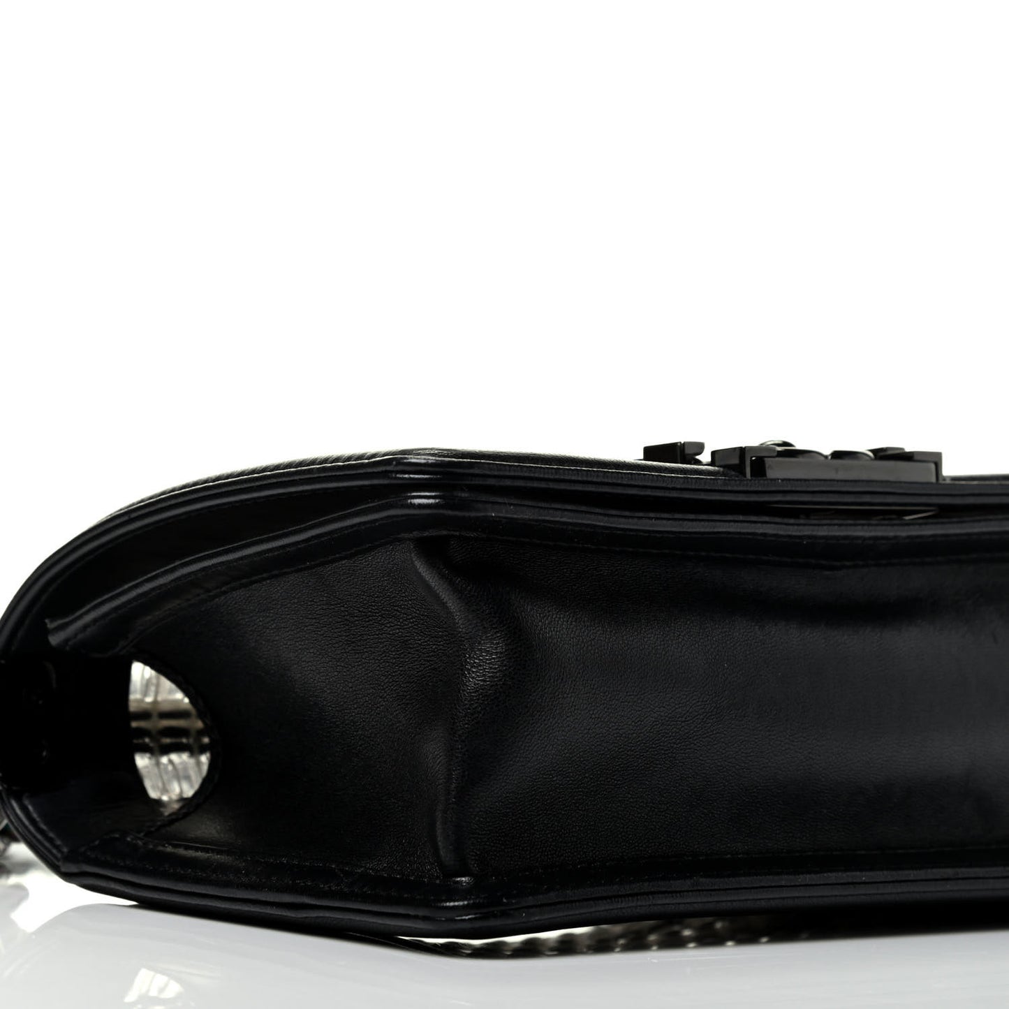 Lambskin PVC Thread Woven Small Boy Flap Black