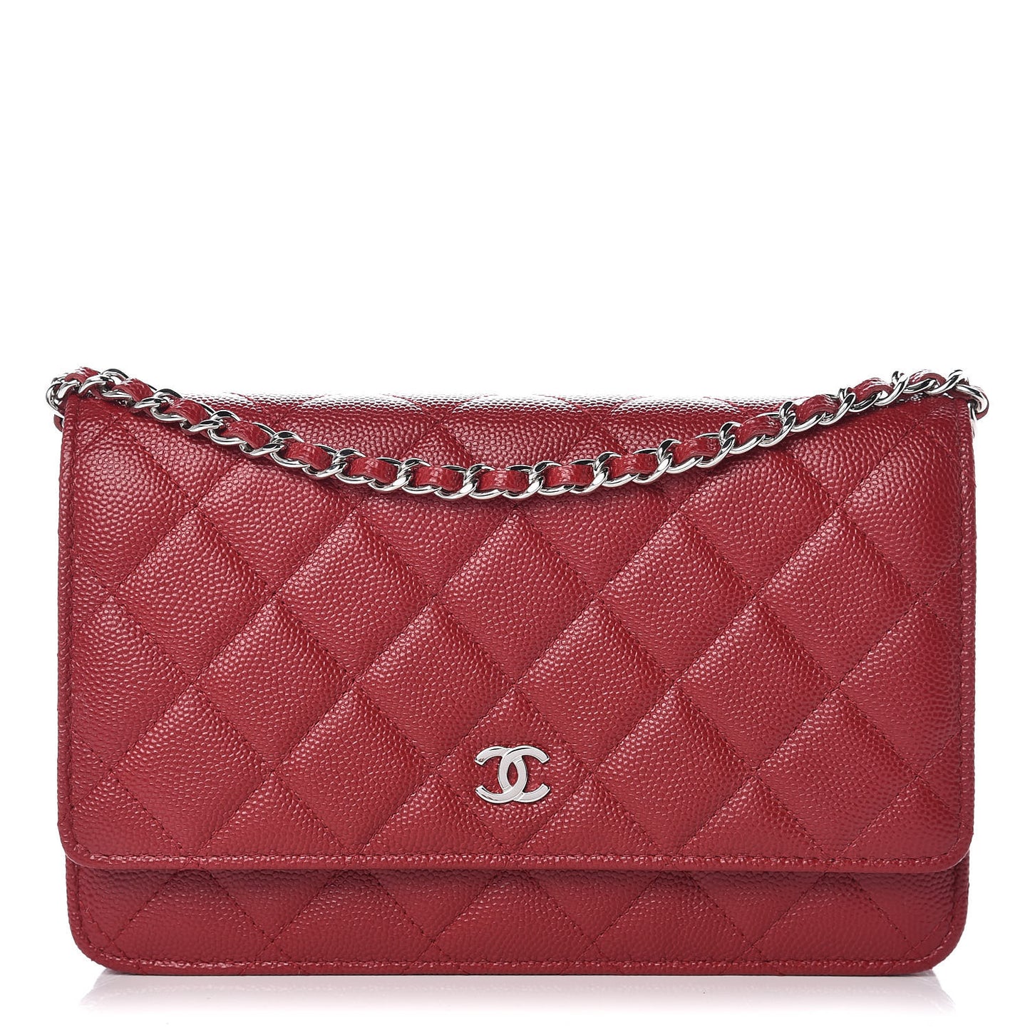 Caviar Quilted Wallet on Chain WOC Red