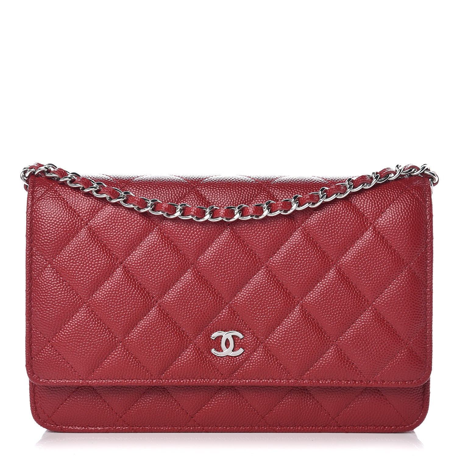 Chanel Caviar Quilted Wallet on Chain WOC Red 1 of 11