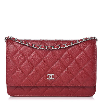 Chanel Caviar Quilted Wallet on Chain WOC Red 1 of 11