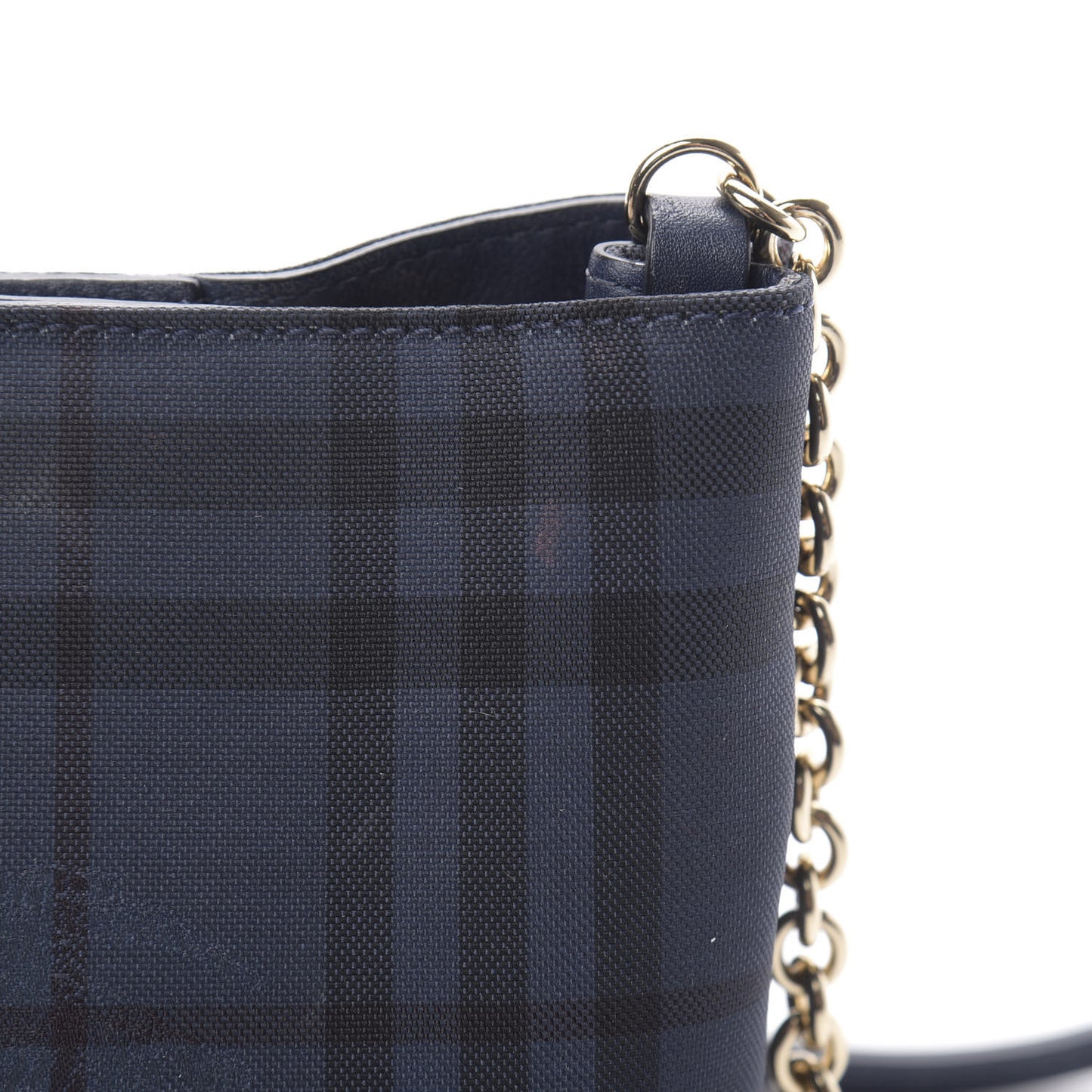 Overdyed Canvas Horseferry Check Baby Bucket Bag Blue Carbon