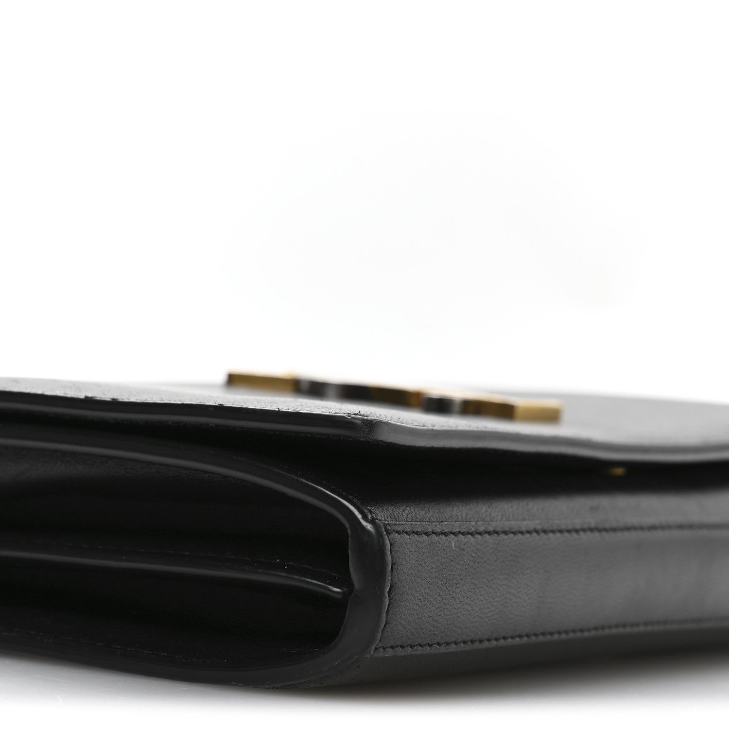 Saint Laurent Smooth Calfskin Tri-Metal Cassandre Wallet On Chain WOC Black 8 of 12