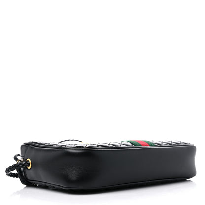 Gucci Calfskin Web Trapuntata Small GG Shoulder Bag Black 4 of 9