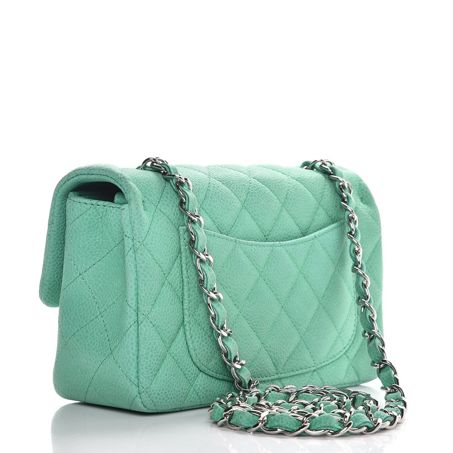 Chanel Iridescent Caviar Quilted Mini Rectangular Flap Green 3 of 9