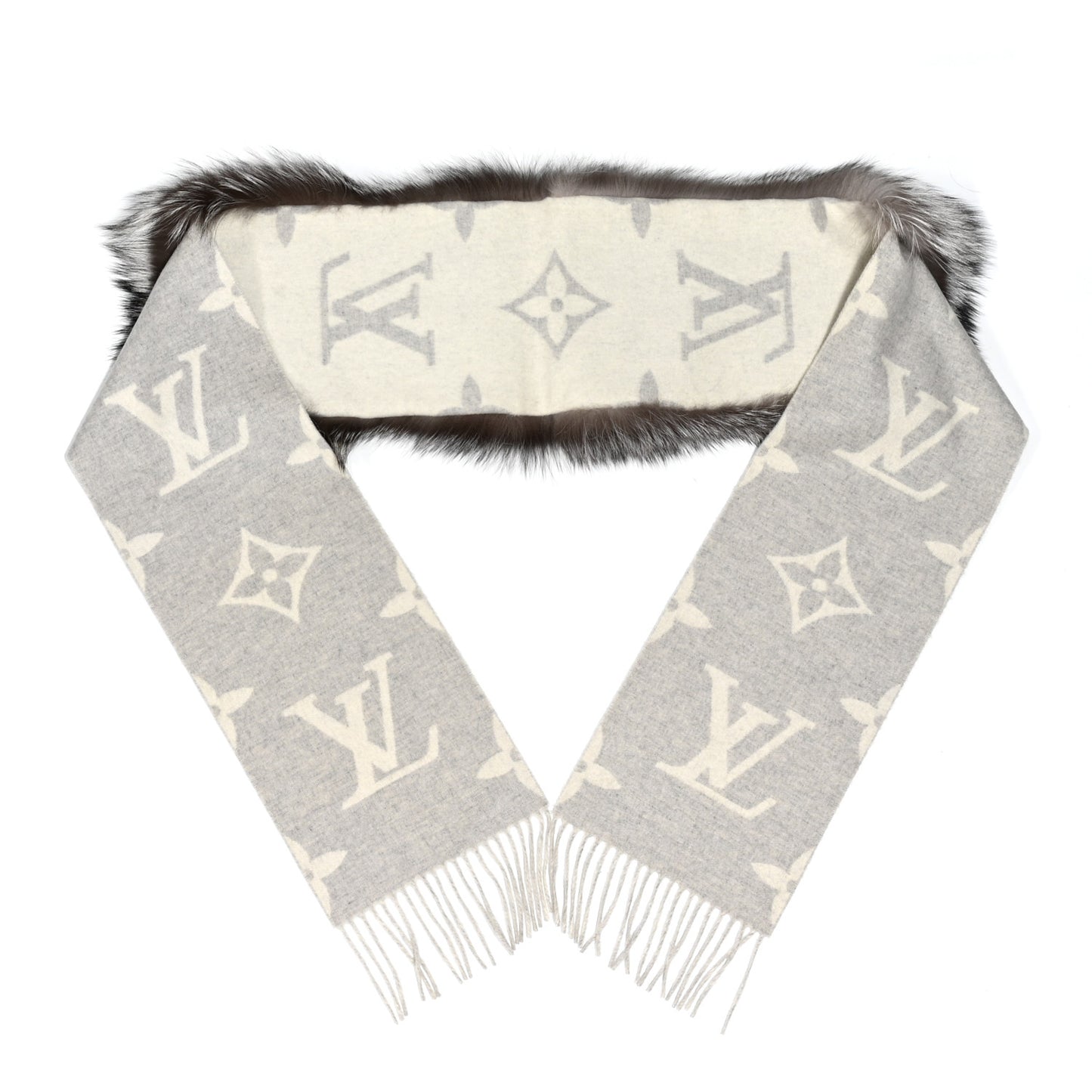 Cashmere Fox Fur Monogram Reykjavik Scarf