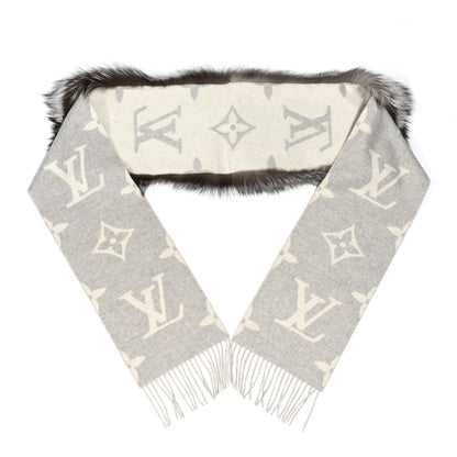 Louis Vuitton Cashmere Fox Fur Monogram Reykjavik Scarf 2 of 3